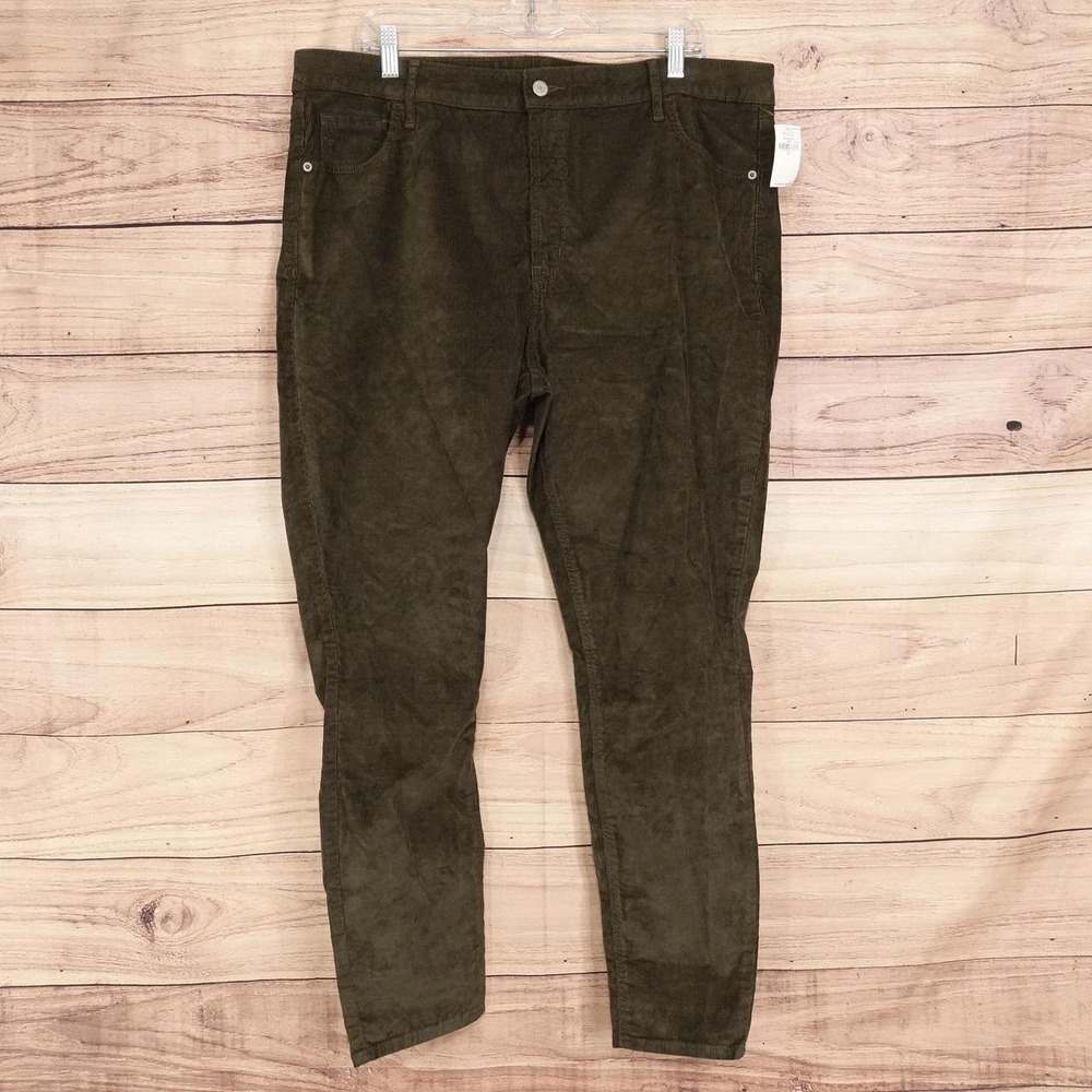 New! Old Navy High Rise Rockstar Super Skinny Womens 18 Green Corduroy